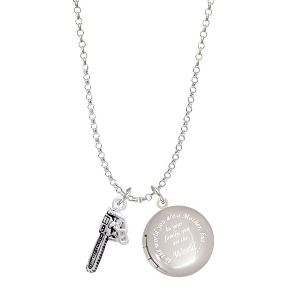 Delight Jewelry Silvertone Chainsaw To the World You are a Mother Locket Necklace