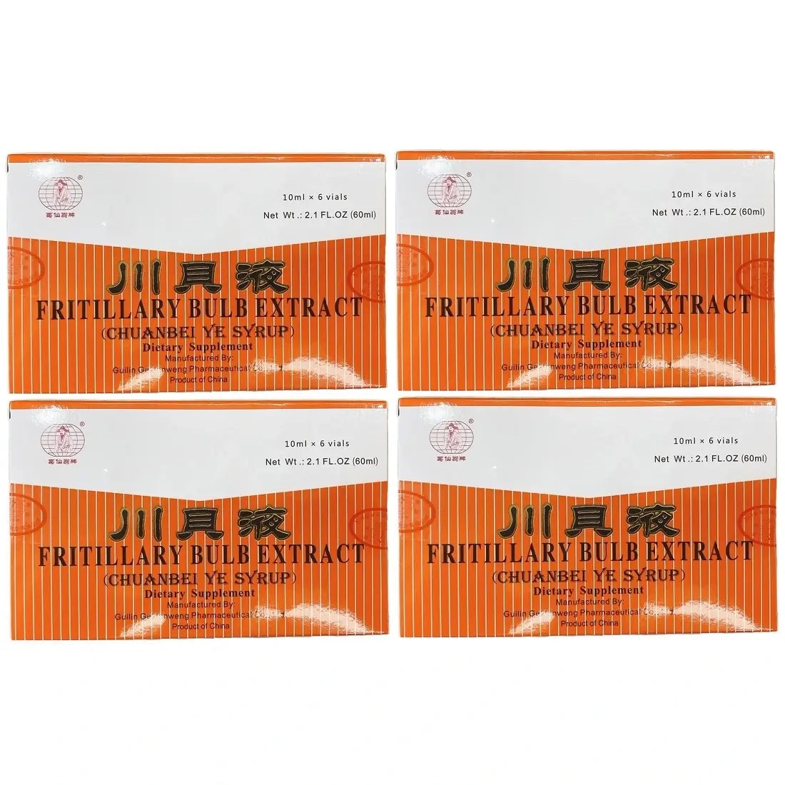 4 Boxes of Fritillary Bulb Extract (Sweet) Oral Liquid (Chuanbei Ye Syrup) 6 Vials