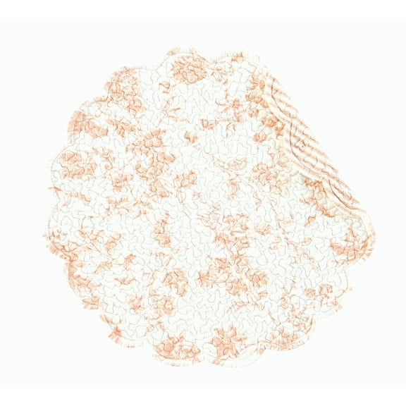 Brighton Pink Vintage Flowers 100% Cotton Round Set of 4 Placemats 17"