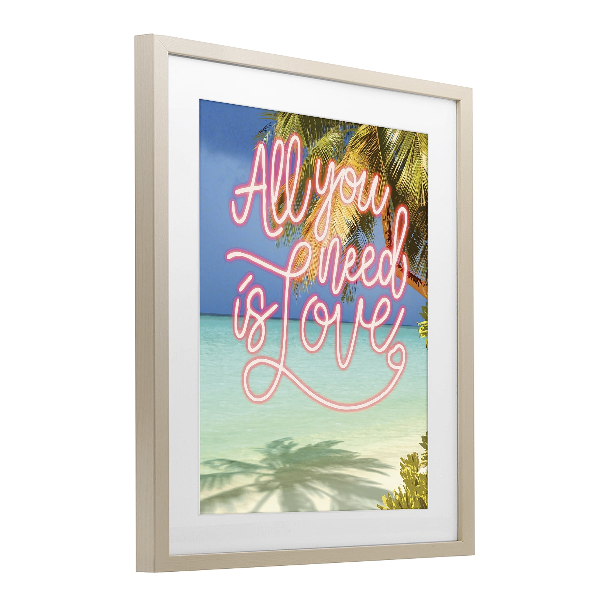 Stupell Industries Tropical All You Need Is Love Birch Framed Print Under Glass, design by Amber Sterling
