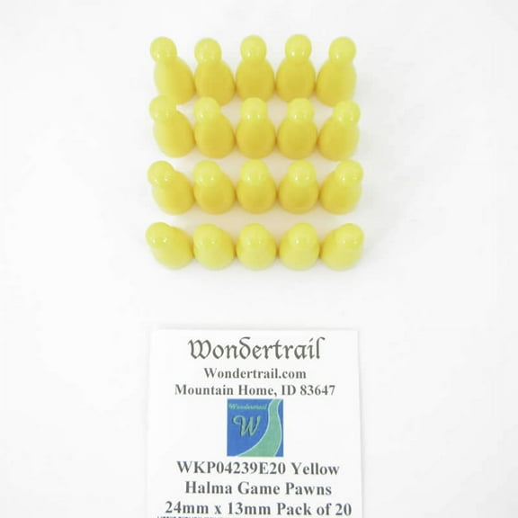Yellow Halma Game Pawns 24mm x 13mm (15/16in x 1/2in) Pack of 20 Wondertrail