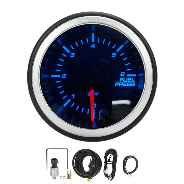 Kit de medidor de presión de combustible de 52 mm, LED, 10 colores, probador de presión de 100 PSI, 0 a 6 bar, para autos de carreras, camiones, 12 V Jadeshay A