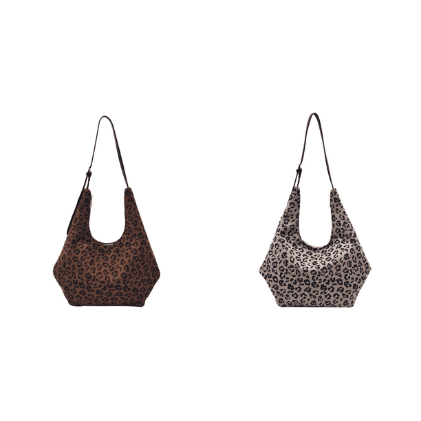 Bolso Hombro Gamuza para Mujer Mano Con Leopardo Hobo El (café)