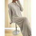 thumbnail image 5 of Womens Sweater Maxi Dress Long Sleeve Knit Ribbed Crew Neck Slim Fit Casaul Fall Long Dresses Khaki S, 5 of 7