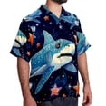 thumbnail image 2 of Starry Shark Men's Short Sleeve Hawaiian Poplin Shirt, Casual Printed Button Down Summer Beach Shirts - Unisex, 2 of 6