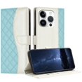 thumbnail image 5 of Quilted Wallet Case for iPhone 14 Pro with RFID Blocking Slots & Wrist Strap Stand Cover Green, 5 of 5