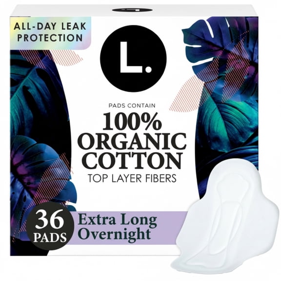 L. Ultra Thin Pads, Organic Cotton Top Layer, Overnight, 36 count