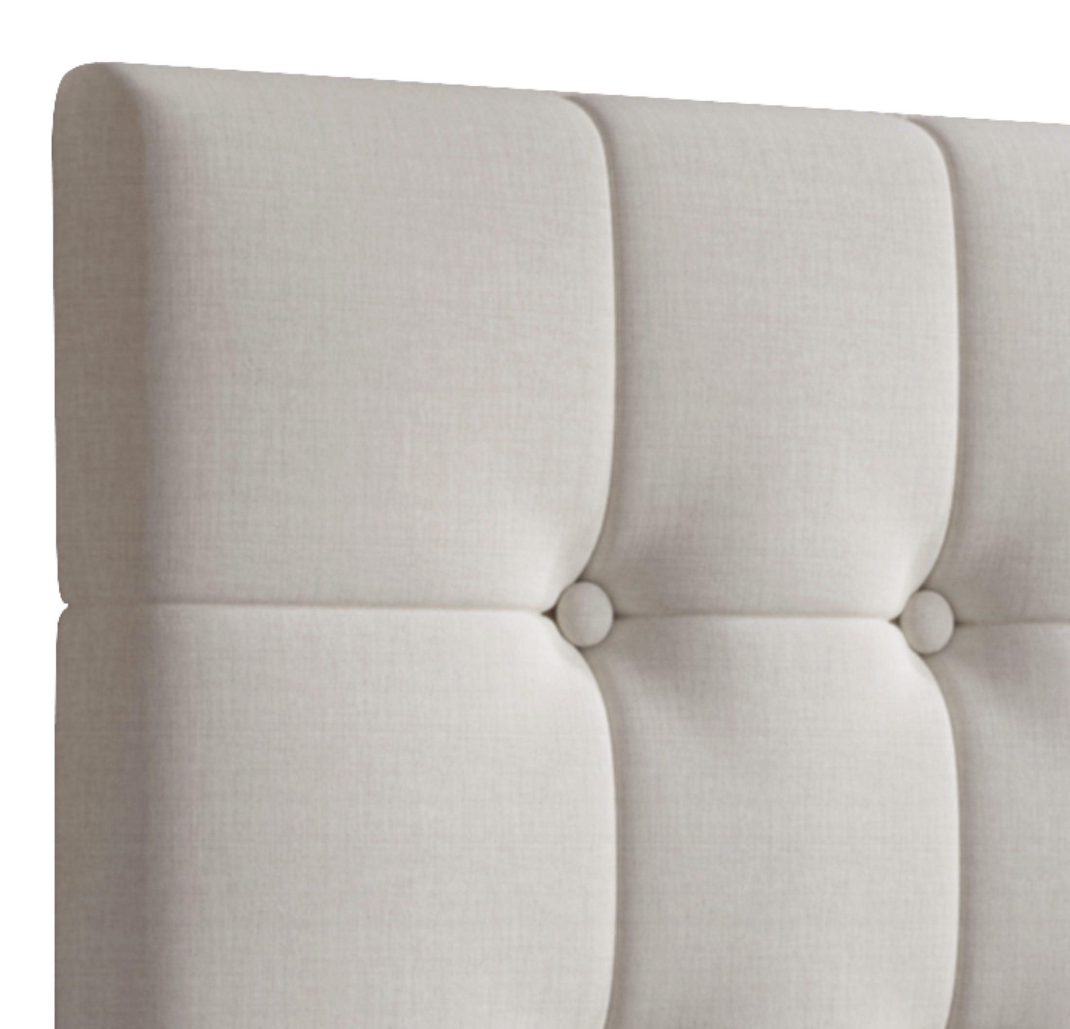 Castle Place Upholstered Button Tufted Linen Headboard, Warm Grey, King