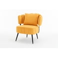 thumbnail image 4 of 30" Accent Chair, Barrel Chair, Armchair With Pocket Coil Seat Chenille Fabric And Small Space Design For Living Room Office And Reading Corner, Yellow, 4 of 5