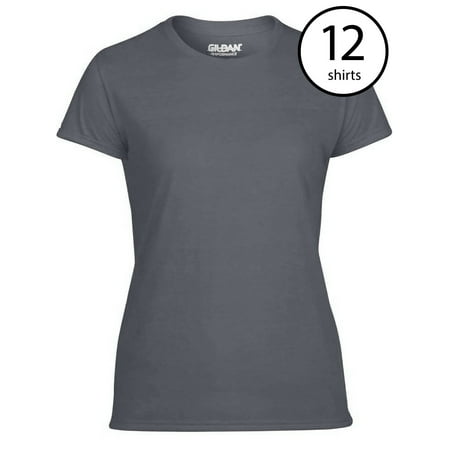 Gildan Missy Fit Womens X-Small Adult Short Sleeve T-Shirt, Charcoal (12 Pack)