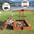 thumbnail image 5 of Outdoor Kids Sandbox with Picnic Table Foldable Sand Box with Canoppy Wooden Sand Pit with Lid Cover, 5 of 9