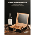 thumbnail image 4 of 1 PC Handmade Cedar Wood Cigar Humidor, Humidor Box with Humidifier and Hygrometer, Desktop Premium Glass-Top Cigar Box, Wooden Cigar Humidor Holds 25-35 Cigars, Cigar Case Accessories for Men(Black), 4 of 8