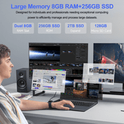 RNRUO 14 Laptop Computer, 8GB RAM 256GB SSD Intel 6500Y with 2 Cores, 1080p Display, Dual 4K Output, Type-C PD WiFi5 BT5.0, Office 2024 Windows 11 for Business Study, Dark Gray