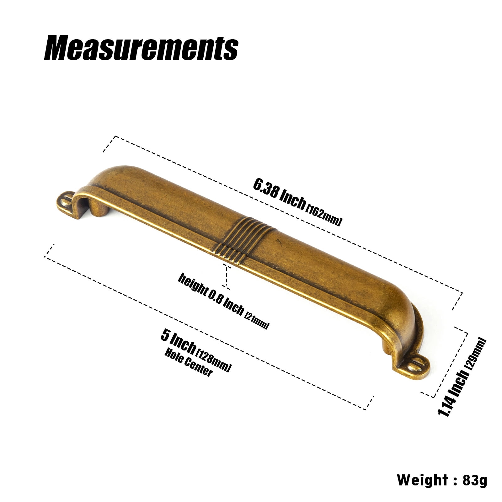 Goo-Ki 12 Pack 5''(128 MM) Hole Centers Antique Brass Cabinet Handles, Luxury Zinc Alloy Cabinet Cup Pulls for Dresser,Drawer,and Cupboard