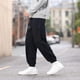 thumbnail image 3 of Pantalones de pana de color liso para hombre, largos, con bolsillos y cordón, con ribete en la pierna., 3 of 4