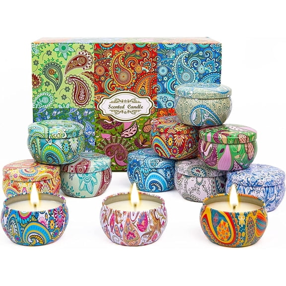 Fimilo 12 Pack Candles Presents for Mom Women Men, 2.5oz Candle Gifts Set, 240H Burning, Soy Candle for Home Long Lasting Candles, Stocking Stuffers, Birthday, Valentine