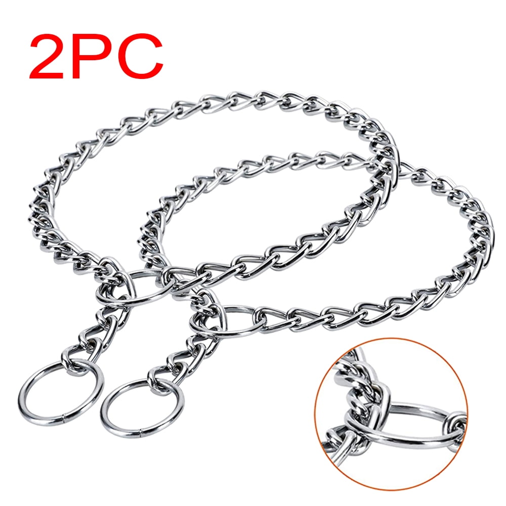Metal Chain Collar, 2 Pack, Cinch Dog Collar, Choke Chain Metal Collar ...