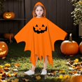 thumbnail image 5 of Kids Halloween Unisex Pumpkin Hooded Cape Halloween Party Outfit for Boys 4-12 Years, 5 of 7