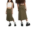 thumbnail image 5 of Qiylii Women Casual Long Skirt, Plaid Printed Pattern High Waist, Dark Green, 5 of 5