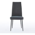 thumbnail image 6 of Modern Dining Chairs Set of 2, Velvet Upholstered, Channel Tufted Back, Black Metal Legs, for Kitchen, Restaurant, Dining Room Furniture, (Dark Gray), 6 of 7