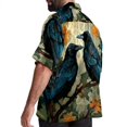 thumbnail image 3 of Crow Men's Short Sleeve Hawaiian Poplin Shirt, Casual Printed Button Down Summer Beach Shirts - Unisex, 3 of 6