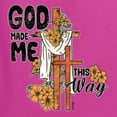 thumbnail image 6 of Wild Bobby God Made Me This Way Cross with Sunflowers Inspirational/Christian Women Graphic Tee, Fuschia, Medium, 6 of 6