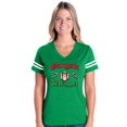 thumbnail image 1 of Womens Christmas Wrapper Football V-Neck T-Shirt, 1 of 5