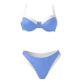thumbnail image 4 of Miluxas Womens Two Piece Bikini Swimsuit Color Block Contrast Trim Underwire Top High Cut Cheeky Bottoms Bathing Suit for Beach Pool Blue, 4 of 9