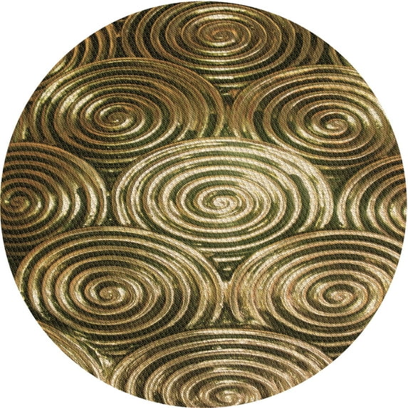 Ahgly Company Indoor Round Patterned Bakers Brown Area Rugs, 5' Round