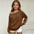 thumbnail image 5 of Girls Ribbed off Shoulder Sweatshirts Oversized Trendy Solid Sweater Kids, 5 of 5