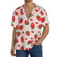 thumbnail image 3 of Xecao offers the Strawberries for Men's Casual Short-sleeved Shirt, a button-up collared shirt with a pocket, perfect for beach vacations and yacht travel in the 3X-Large size., 3 of 7