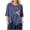 Navy, variant on Floral Print Cotton Blouse for Women Crew Neck 3/4 Sleeve Textured Loose Solid Casual Cottagecore Summer Top