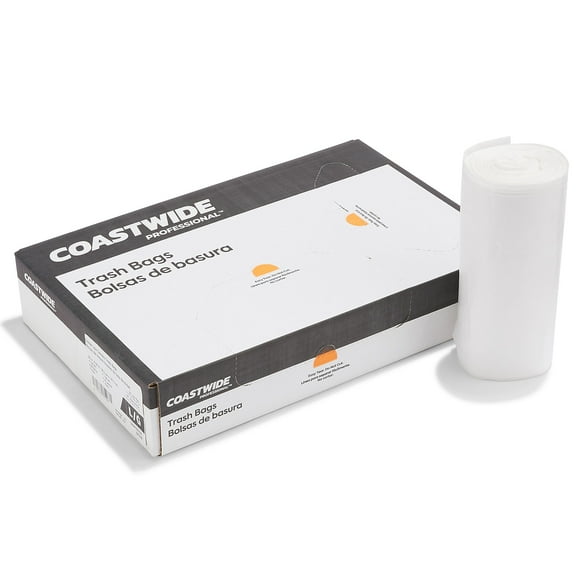 Staples Coastwide Professional 55-60 Gallon Trash Bag 38" x 58" Low Density 1.3 mil Clear 100