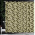 thumbnail image 3 of Ambesonne Butterfly Shower Curtain, Vintage Moth Butterflies, 69"Wx84"L, Dark Olive Green and Cocoa, 3 of 4