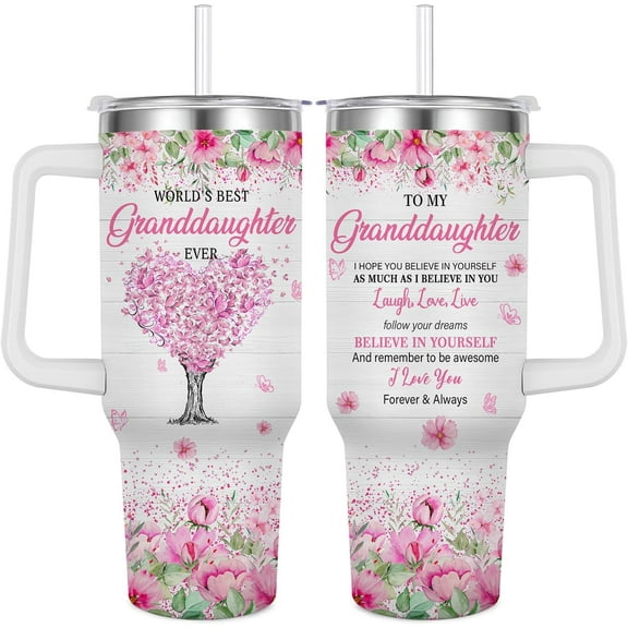 Granddaughter Tumbler for Granddaughter-40 oz Granddaughter Mug with Handle,Granddaughter Birthday Gift (Granddaughter)