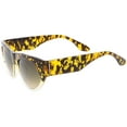 thumbnail image 3 of Women Chunky Cat Eye Sunglasses Wide Arms Round Lens 54mm (Tortoise Clear / Amber), 3 of 4
