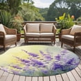 thumbnail image 4 of Lavender Round Area Rug 6Ft Washable Circle Rugs for Bathroom Office, Purple Floral Spring Country Nature Wildflower Plant Non-Slip Carpet Floor Mats Indoor Outdoor Carpet Runner Aesthetic Home Decor, 4 of 8