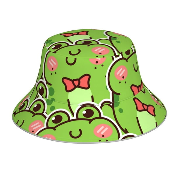 Balery Cute Green Frog Sombreros para el sol para hombre y mujer, sombrero de pescador con UPF 50+