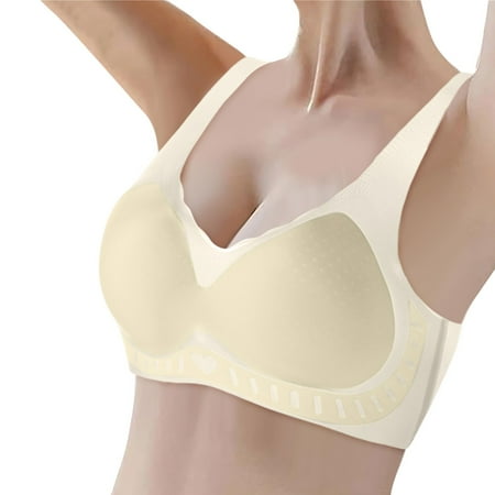 Wirefree Bras For Women No Underwire Seamless Gathering Lifting Sports Gym Support Convertible Padded Underwear