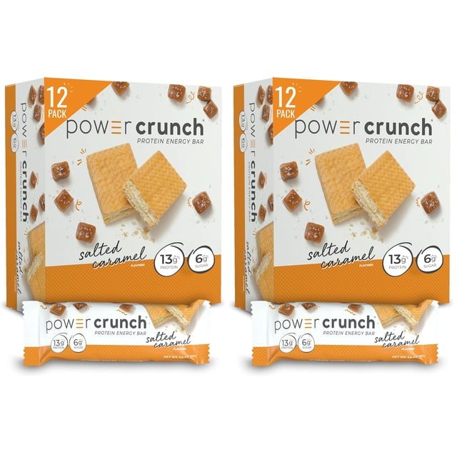 Barritas de obleas proteicas Power Crunch, caramelo salado, 40 g, 24 unidades