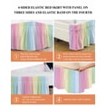 thumbnail image 6 of Rainbow Stripes Wrap Around Bed Skirts for Queen Bed 18" Drop,Bed Skirt with Adjustable Elastic Belt Dust Ruffle Bed Valance for Bedroom Hotel Modern Colorful Cream Striped Aesthetics Bed Frame Cover, 6 of 7