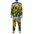 thumbnail image 5 of Kll Landscape With Sunflowers Sleepwear Mens Flannel Pajamas,Long Cotton Pj Set, 5 of 9
