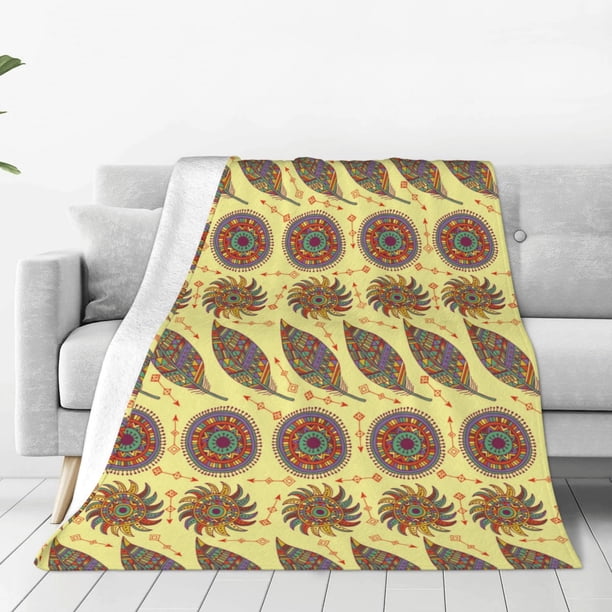 Fotbe Bohemia Manta de Franela Acolchonada con Estampado, Súper Suave y Esponjosa, Extra Grande para Sofá, Cama, Uso Todo el Año-50"x40"
