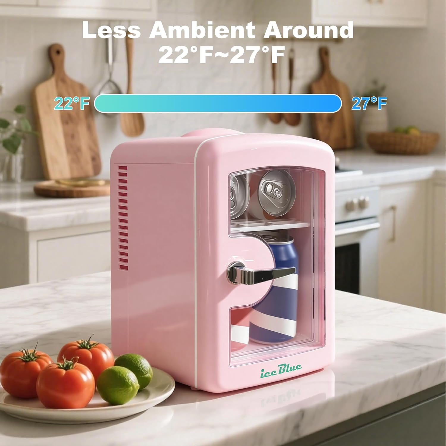 Fridge, Skincare Fridge with Viewing Window, 4 Liter /6 Cans Compact  Makeup Fridge for Beauty & Beverages, Tiny Fridge for Desk, Bedroom, Car, Office, Dorm, Gift - Pink