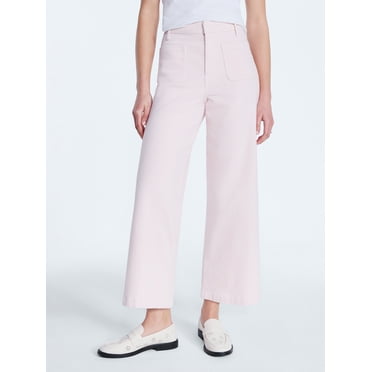 Free Assembly Women's High Rise Cropped Patch Pocket Seersucker Pants, 26" inseam, Sizes 0-20