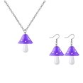 thumbnail image 1 of Polka Dot Stereo Mushroom Earrings Pendant Necklace Set-Purple, 1 of 8