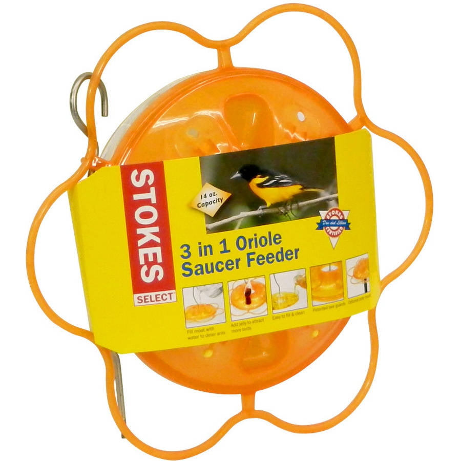Stokes Select 3 in 1 Oriole Saucer Birdfeeder with 13 Feeding Ports, Orange, 14 fl oz... by Hiatt Mfg