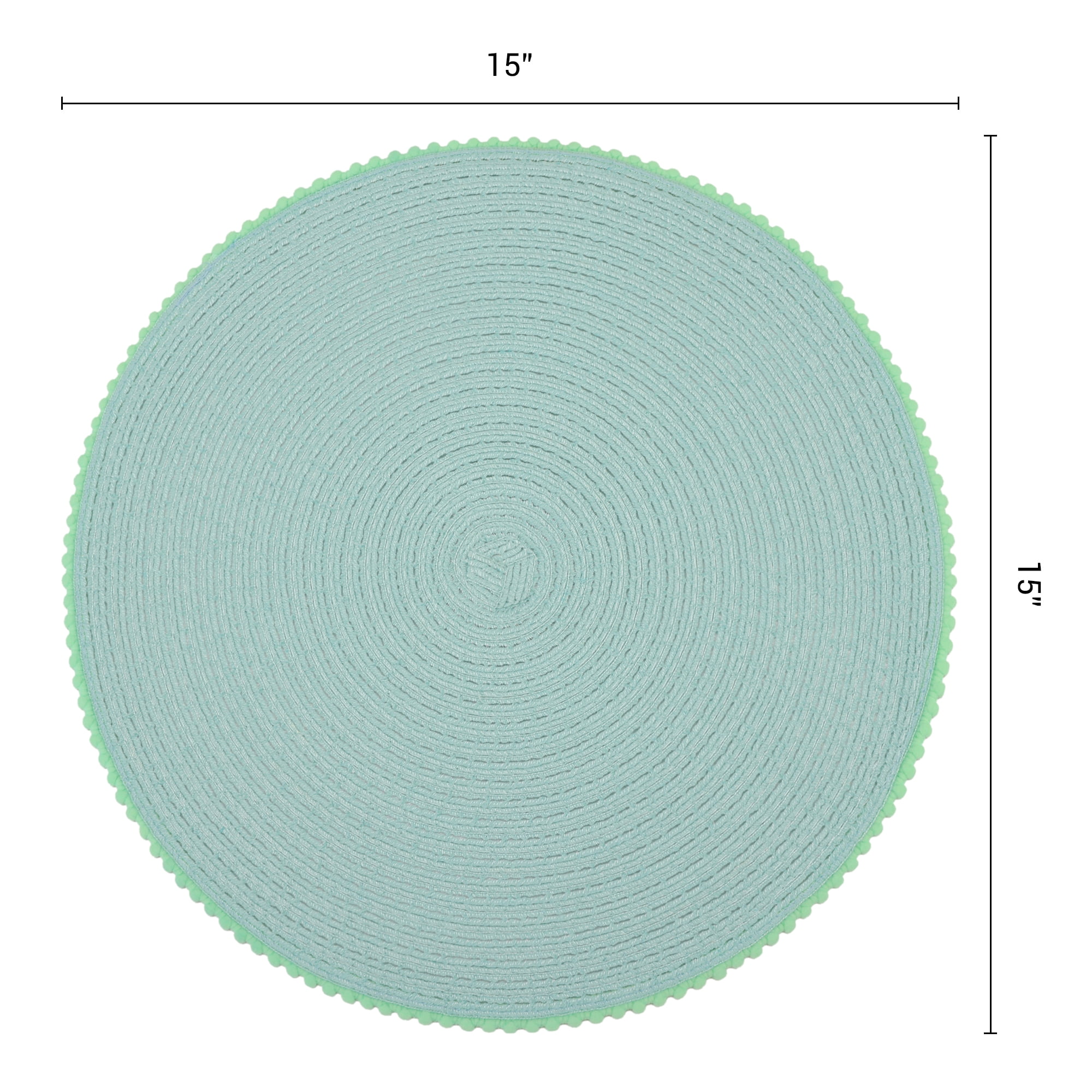 Unique Bargains Rustic Round Placemats 6Pcs Woven Placemats Cyan 15x15inch