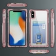 thumbnail image 2 of Design for iPhone XS Max Case with Card Holder, Wallet Ring Holder Kickstand Case Clear Slim Four Corner Enhanced Protective Cover Anti-Scratch Shockproof Phone Card Case for iPhone XS Max, Pink, 2 of 8