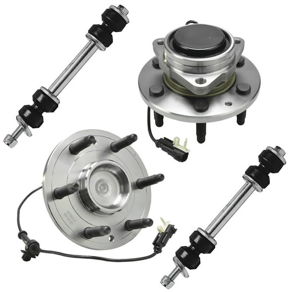 Detroit Axle - 2WD Front 4pc Wheel Bearing Hubs Kit for Cadillac Escalade ESV Chevrolet Silverado GMC Sierra 1500 Tahoe Suburban Yukon XL, 2 Wheel Bearing & Hubs 2 Sway Bar End Links Replacement